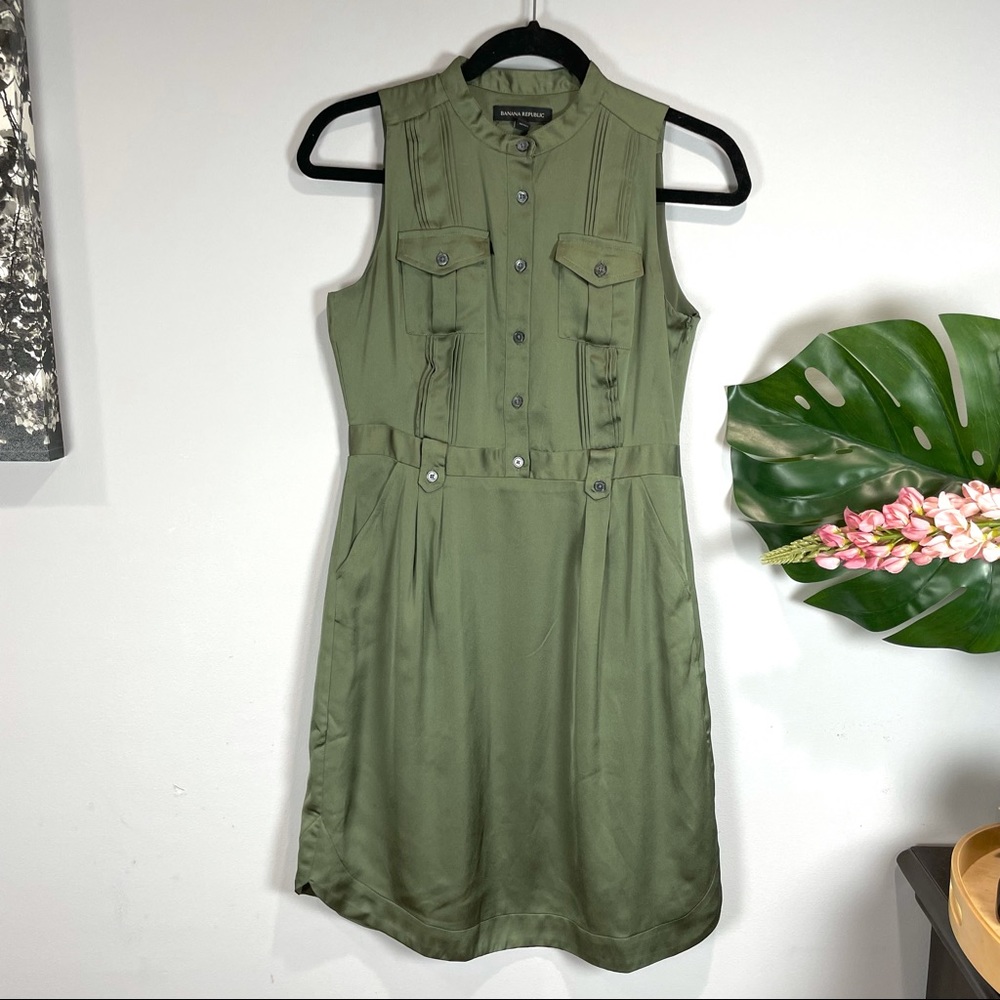 Banana Republic green olive cargo dress 0P Petite - Picture 11 of 12